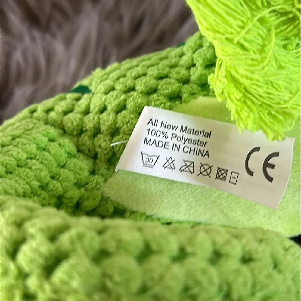Green Iguana Plush Dog Toy with Rope Attachments Durable Squeaky Pet Chew